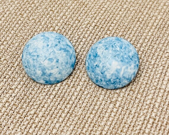 Blue Speckled Round Clip On Earrings - image 1