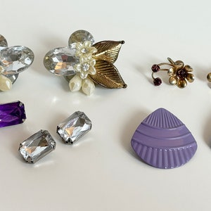 Earrings Lot 5 Pairs Clip On Vintage