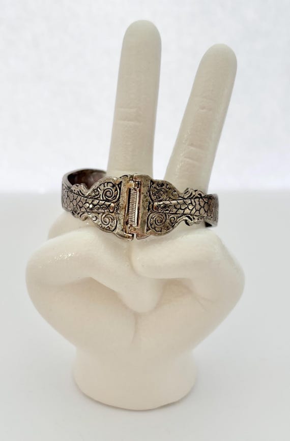 Double Headed Snake Hinged Bangle Bracelet Vintage - image 10