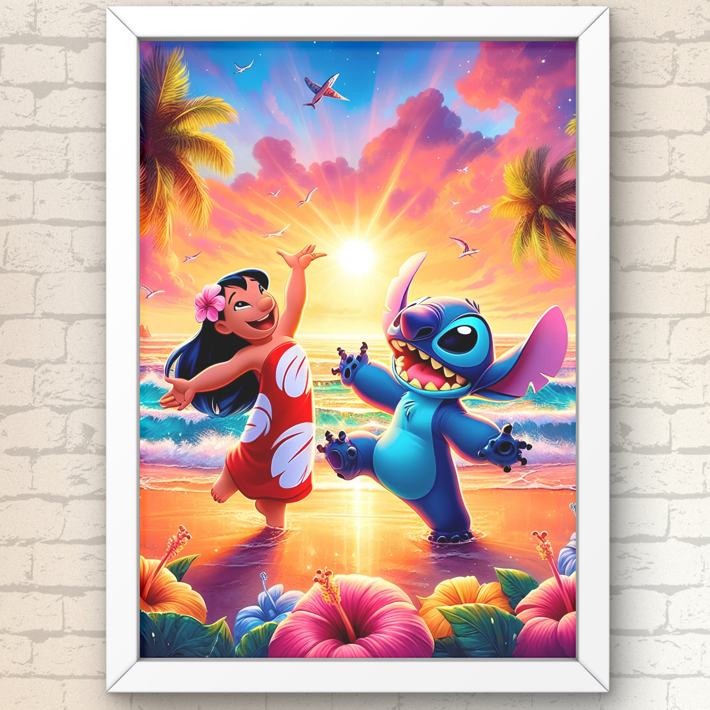Lilo & Stitch Kids Room Poster: Beach Sunset Art (digital Download) - Etsy