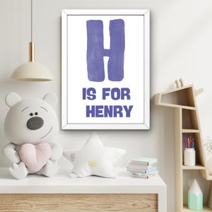Impresión personalizada con nombre de niño, póster para habitación de niño, impresión moderna personalizada con nombre de bebé, póster con letras, impresión con monograma, letrero con nombre personalizado con inicial
