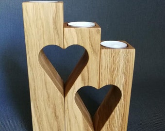 Wooden candle holders, Heart shaped, Tealight holder, Wedding gift, Valentines day gift, Home decoration