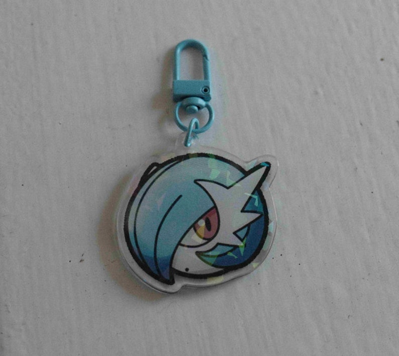 Pokemon Holographic Keychain Shiny Mega Gardevoir Charm Etsy