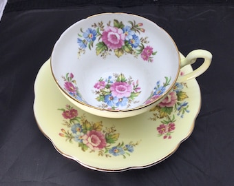 Vintage Yellow EB Foley Tea Cup and Saucer - Floral Elegance