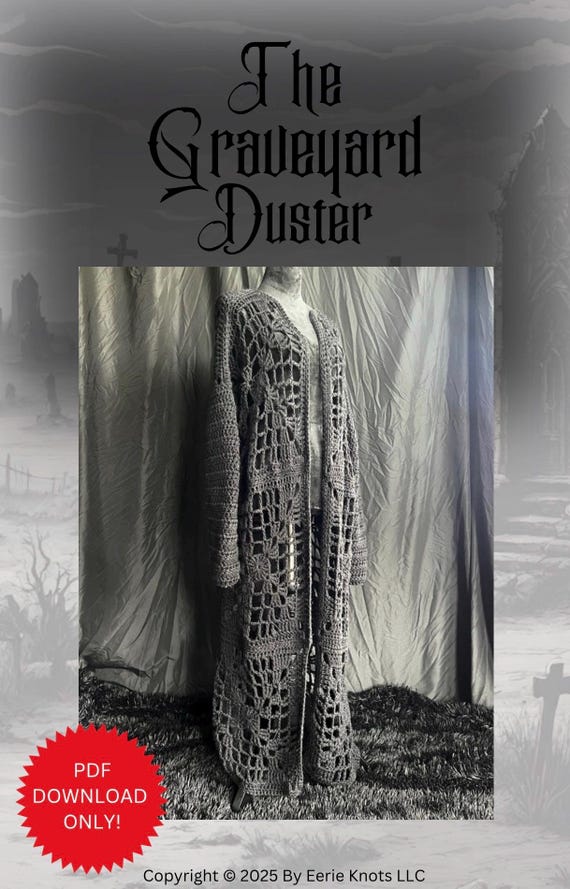 The Graveyard Duster Crochet, Goth crochet, Goth fashion PDF Download Crochet Pattern