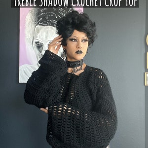 Treble Shadows Crop Top PDF Crochet Pattern | Goth Crochet Pattern | PDF Pattern | Custom Fit Crochet Pattern