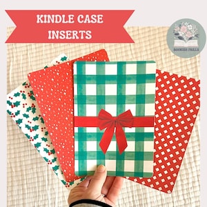 Kindle Case Insert | E-Reader Clear Case Backgrounds | Christmas Bow Kindle | Holiday Holly | Christmas Kindle Skin