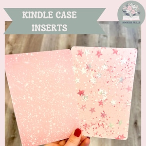 PinkKindle Case Insert | E-Reader Clear Case Backgrounds | Pink Glitter Kindle Insert Decor | Star Glitter Print