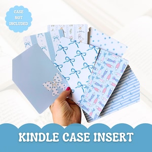 Kindle Case Insert | E-Reader Clear Case Backgrounds | Blue Kindle Inserts | Spring Blue Kindle Skin