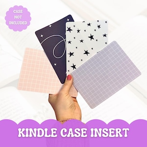 Kindle Case Insert | E-Reader Clear Case Backgrounds | Geometric Design Pattern | Plaid Kindle Insert Decor | Black and White Kindle Skin