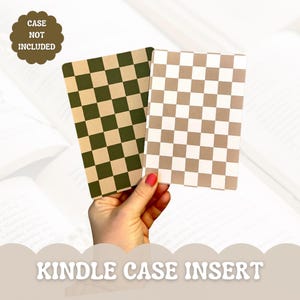 Kindle Case Insert | E-Reader Clear Case Backgrounds | Checkered Kindle Case | Neutral Checkered Kindle Skin