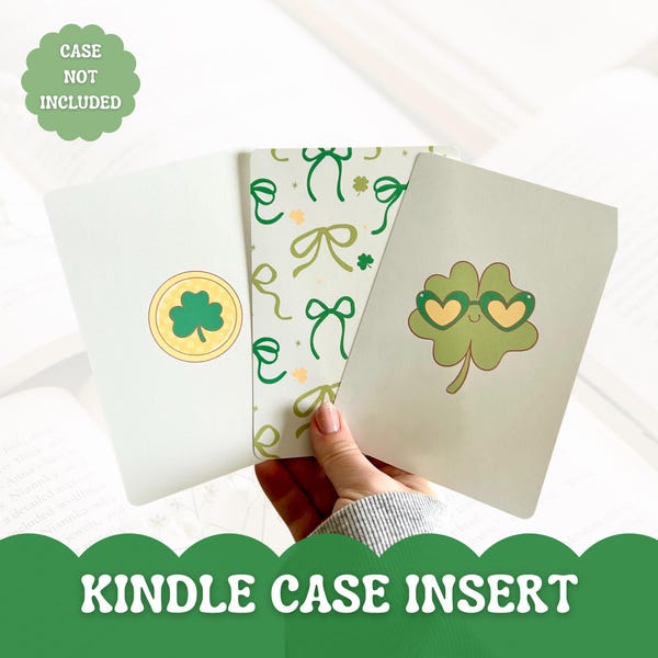 Kindle Case Insert | E-Reader Clear Case Backgrounds | St. Patrick's Day Themed Kindle | Happy Shamrocks