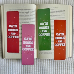 Cats Books & Coffee Bookmark | Cat Lovers Bookmark | Cat Bookmark Set