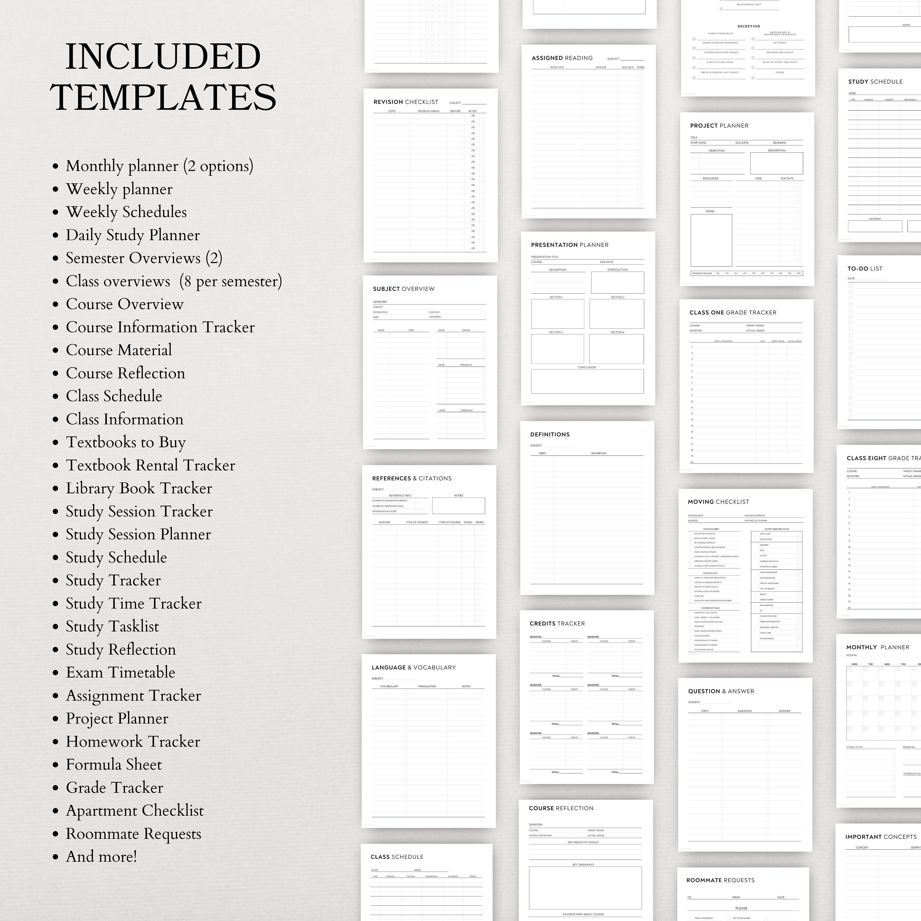 Student Planner Templates Bundle Academic Organizer Printable Us