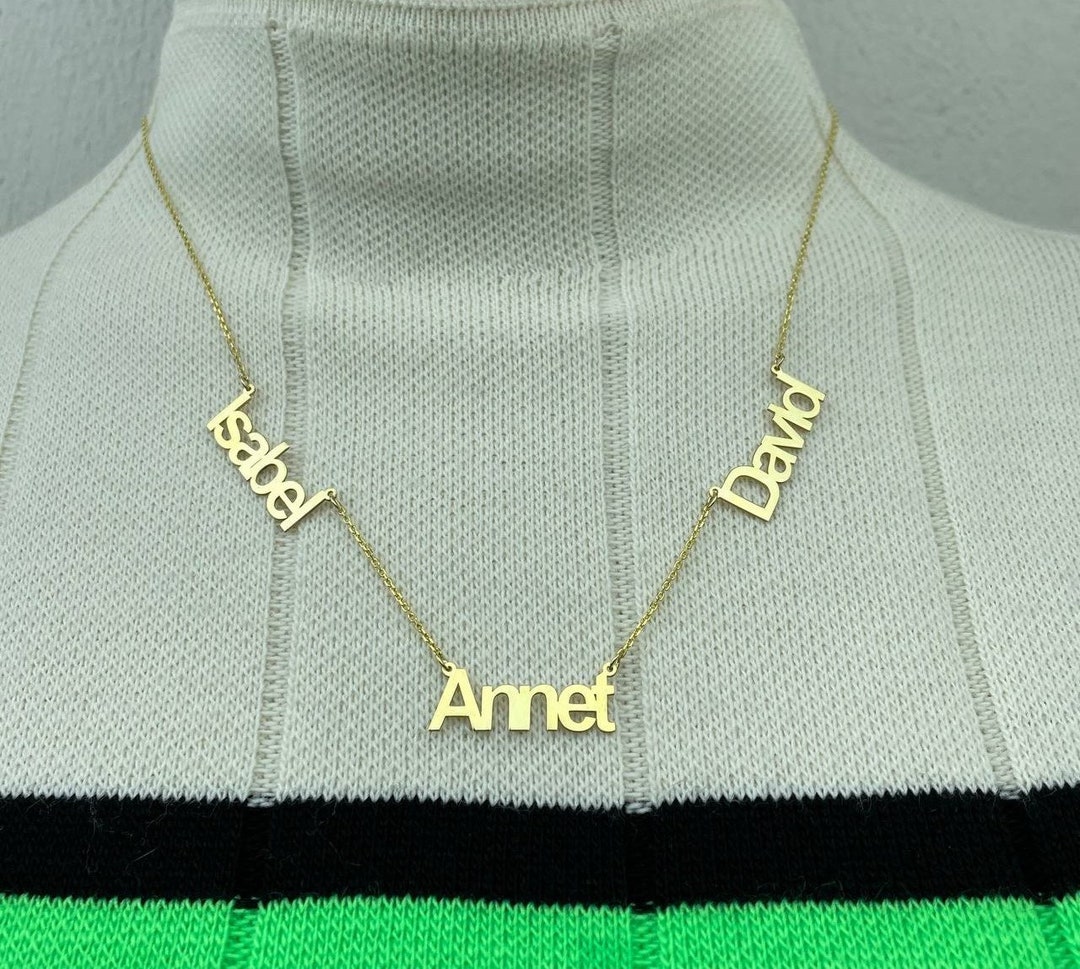 MULTIPLE NAME NECKLACE Gold Family Necklace Children Name Etsy