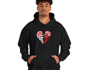 Broken Hearted Things Hoodie, Unisex Oversized Sweatshirt, Grunge Apparel, Statement Fashion, Gift for Friends, Valentine&#39;s Gift