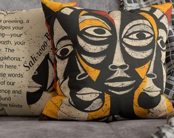 African Art Throw Pillow Cover: Sawubona Greeting, Modern Home Decor