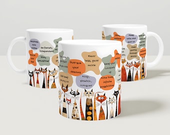 Mug for Cat Lovers, Positive Quotes, Exam Mug, Office Mug, Affirmation Gift, Gift for Cat Lovers, Funny Mug, Funky Cat Gift, Cat Humour Gift