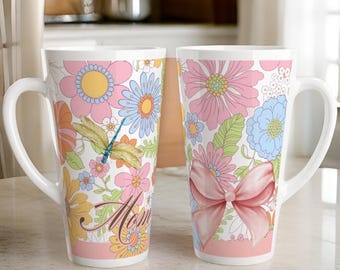 Personalised Floral 17oz Ceramic Mug – Ideal Gift for Mum, Teacher, Gran, or Any Special Person