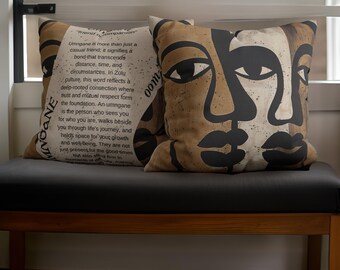 Friend Definition Square Pillow, African Themed Modern Art Home Decor, Umngane Friendship Gift, Decorative Throw Cushion, Best Friend