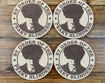 Peaky Blinders laser engraved cork coasters
