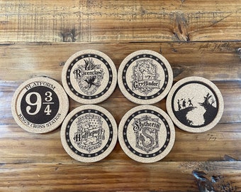 Harry Potter Laser Engraved Cork Coasters