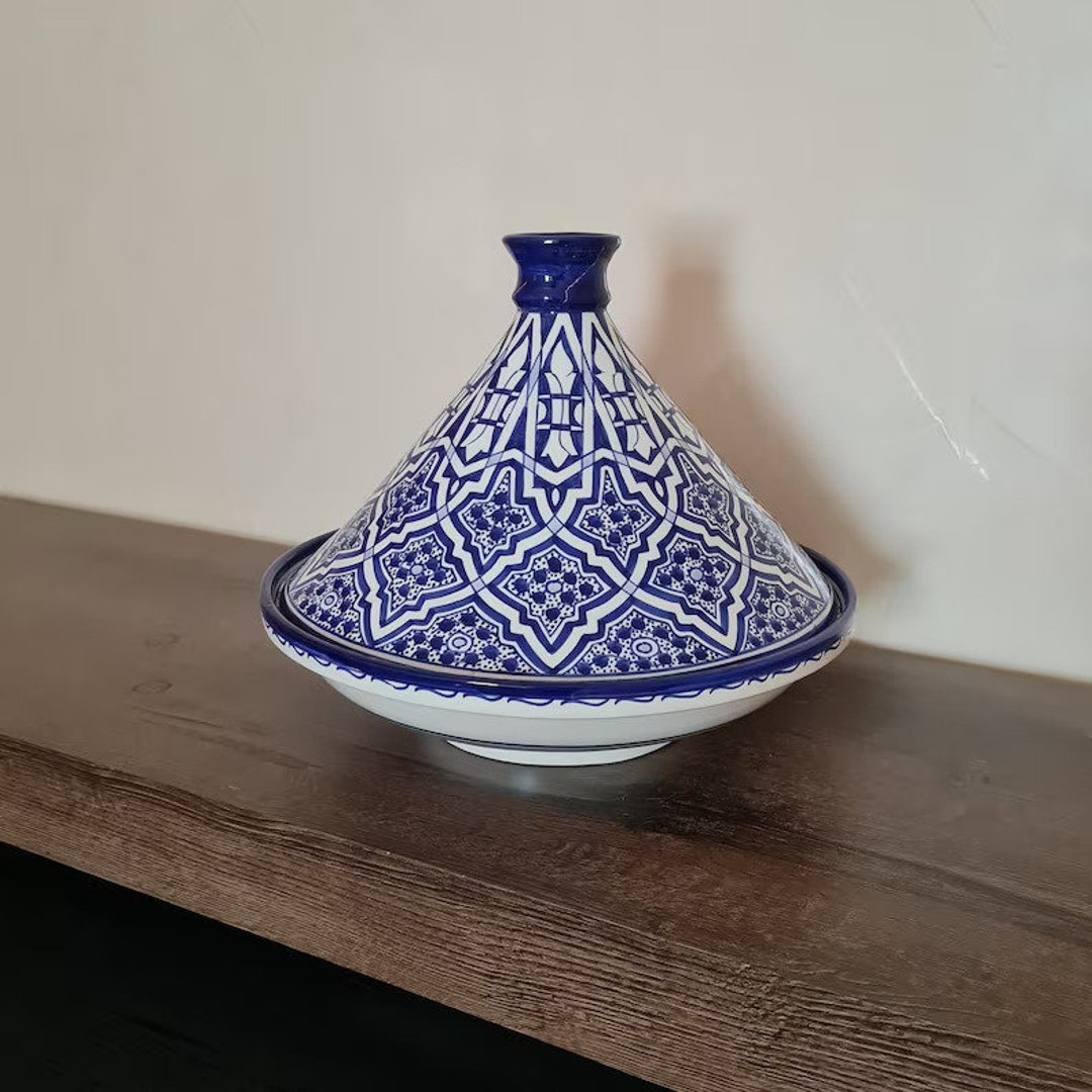 Handmade Fez Blue Tagine Large Tagine Pot Serving Pot Etsy