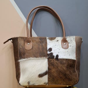 Cowhide Tote Bag | HairOn Cowhide Tote Bag Purse | Leather Cowhide Bag | Cowhide Shoulder Bag | Western Boho handbag | Western Cowhide Purse