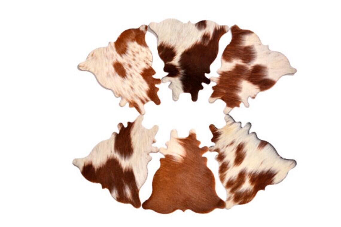 Handcrafted Real Cowhide Leather Coaster Set / Cowhide Coaster Set