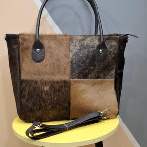 fourre-tout en cuir de vachette | Sac à main en cuir de vachette HairOn | Sac en cuir de vachette | porté épaule en cuir de vachette | Sac à main bohème occidental | Porte-monnaie western en cuir de vachette