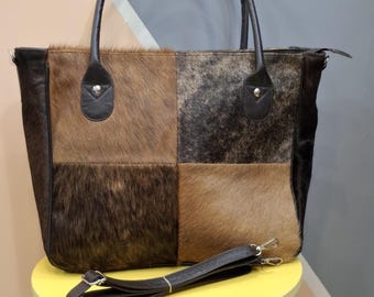 Cowhide Tote Bag | HairOn Cowhide Tote Bag Purse | Leather Cowhide Bag | Cowhide Shoulder Bag | Western Boho handbag | Western Cowhide Purse