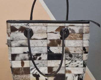 Cowhide Tote Bag | HairOn Cowhide Tote Bag Purse | Leather Cowhide Bag | Cowhide Shoulder Bag | Western Boho handbag | Western Cowhide Purse