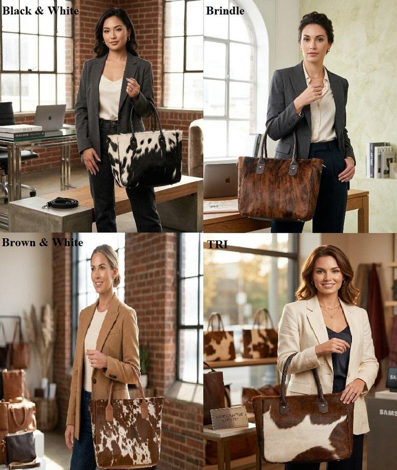 Cowhide Tote Bag | HairOn Cowhide Tote Bag Purse | Leather Cowhide Bag | Cowhide Shoulder Bag | Western Boho handbag | Western Cowhide Purse Plain Tote