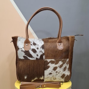 Cowhide Tote Bag | HairOn Cowhide Tote Bag Purse | Leather Cowhide Bag | Cowhide Shoulder Bag | Western Boho handbag | Western Cowhide Purse