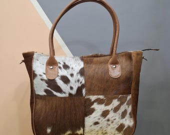 Cowhide Tote Bag | HairOn Cowhide Tote Bag Purse | Leather Cowhide Bag | Cowhide Shoulder Bag | Western Boho handbag | Western Cowhide Purse