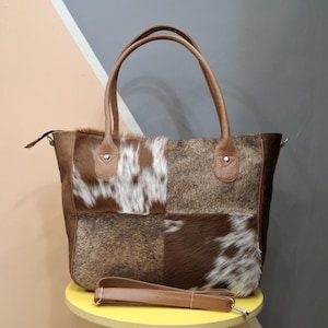 Cowhide Tote Bag | HairOn Cowhide Tote Bag Purse | Leather Cowhide Bag | Cowhide Shoulder Bag | Western Boho handbag | Western Cowhide Purse