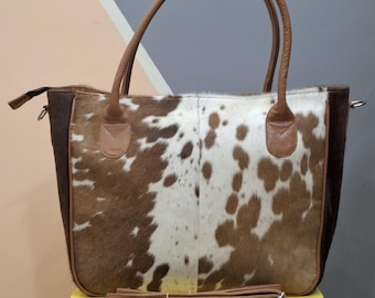 Cowhide Tote Bag | HairOn Cowhide Tote Bag Purse | Leather Cowhide Bag | Cowhide Shoulder Bag | Western Boho handbag | Western Cowhide Purse
