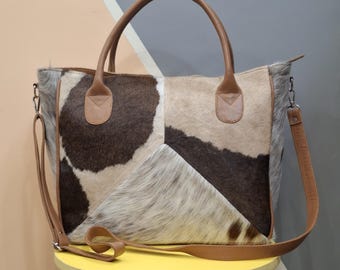 Cowhide Tote Bag | HairOn Cowhide Tote Bag Purse | Leather Cowhide Bag | Cowhide Shoulder Bag | Western Boho handbag | Western Cowhide Purse
