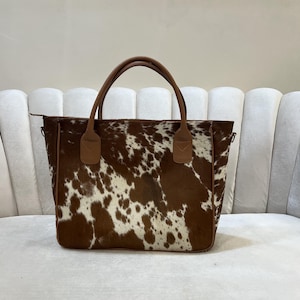 Cowhide Tote Bag | HairOn Cowhide Tote Bag Purse | Leather Cowhide Bag | Cowhide Shoulder Bag | Western Boho handbag | Western Cowhide Purse