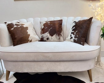 Cowhide Pillow Cover Tricolor Cowhide Cushion Natural Hair On Throw Cushion Pillow Covers Genuine Cow Hide Real Original Skin Leather Pillow