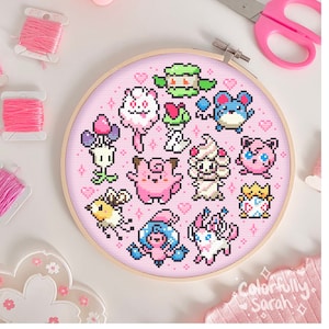 Fee Typ Kreuzstich Muster, Kawaii Kreuzstich, Pastell Kreuzstich, Rosa, Süß, Anfänger, Videospiel, PDF herunterladbar