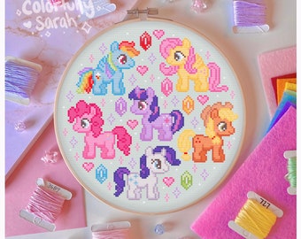 Magic Little Pony Cross Stitch Pattern, Kawaii Cross Stitch, Pastel cross stitch, Cute, beginner, friendship, PDF Downloadable