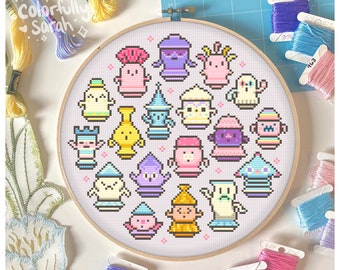 Gyroids Pastel Natural Switch Game Animal Cross Stitch Pattern, Kawaii, DS, ACNH, Videogame PDF Downloadable
