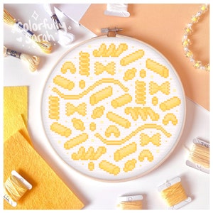 Pasta cross stitch pattern, food cross stitch, Italian, carbs, foodie gift, penne, spaghetti, farfalle, Simple PDF Downloadable