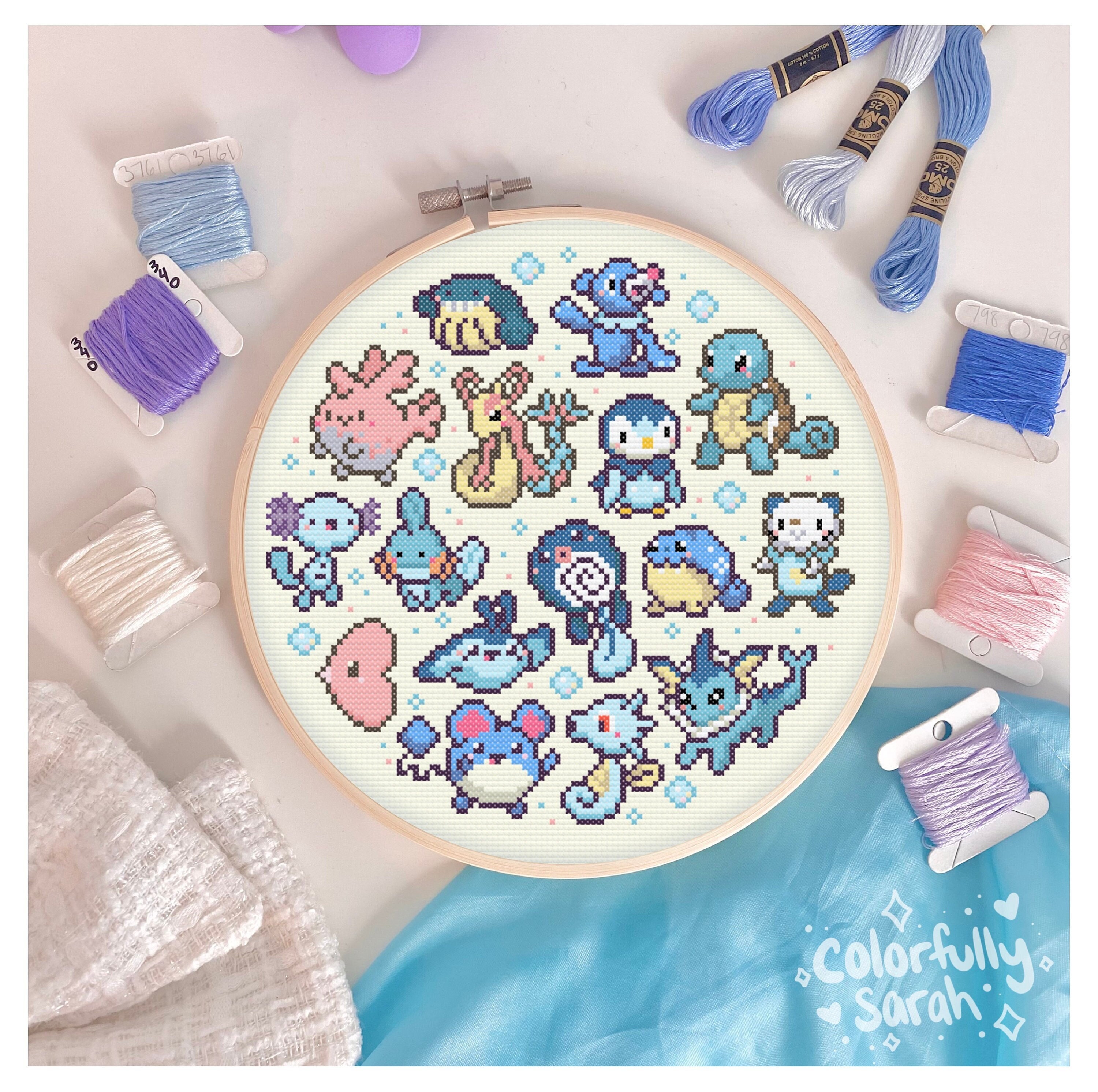 Water Type Cross Stitch Pattern, Ocean Cross Stitch, Pastel