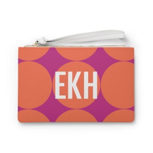 Vintage-Inspired Customizable Clutch Bag: Personalized Retro Dots Design for Women & Teens