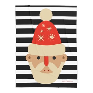 Modern Sherpa Blanket with Santa Design for Christmas
