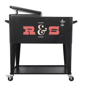 Custom Retro Personalized Black Insulated Rolling Cooler Cart - Stylish Portable Freezer for Tailgates & Parties