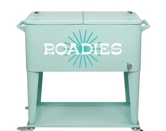 Retro Mint Green Freezer Cart: Insulated Rolling Drink Cooler, Personalized Beverage Station
