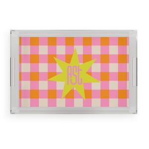 Funky Personalized Acrylic Serving Tray – Retro Custom Gift for Sorority, Dorm, Parties & Entertaining – Cool Vintage Vibe Home Decor